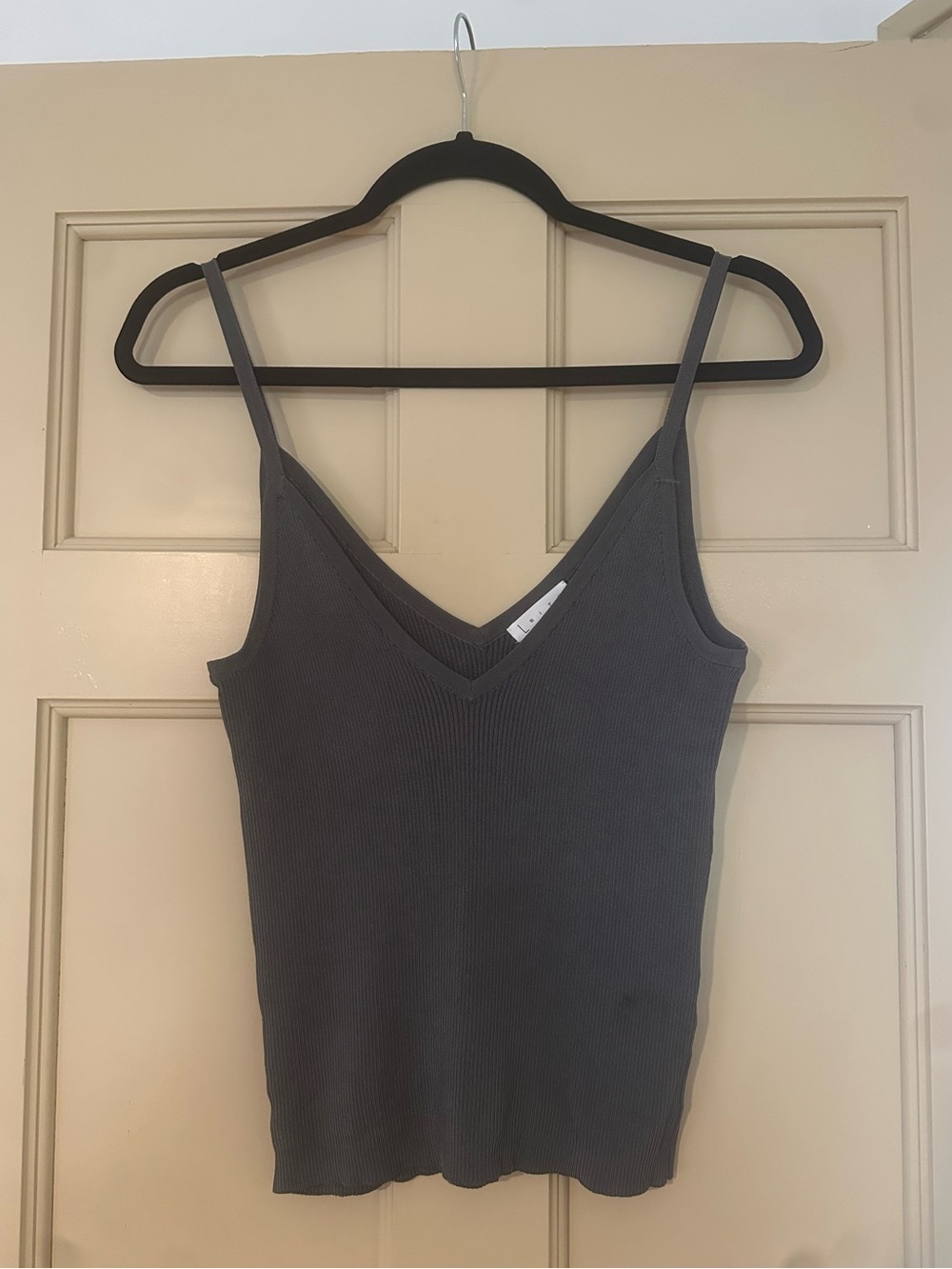 Leith Charcoal Gray Ribbed V-Neck Tank